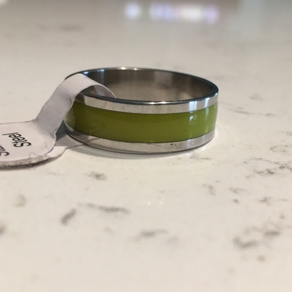 Unisex Stainless Steel Yellow Enamel Ring - Picture 4 of 8